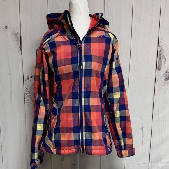 The North Face Morgan Soft‑Shell Jacket, Women’s Small, Orange Plaid, EUC - Picture 1 of 11